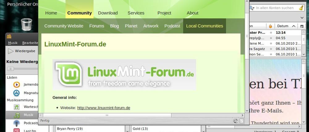 Der Bildschirm von Linux Mint. 