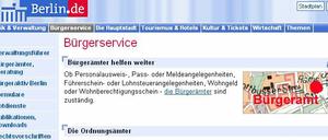 Verwaltung im Internet: Die Webseite berlin.de.