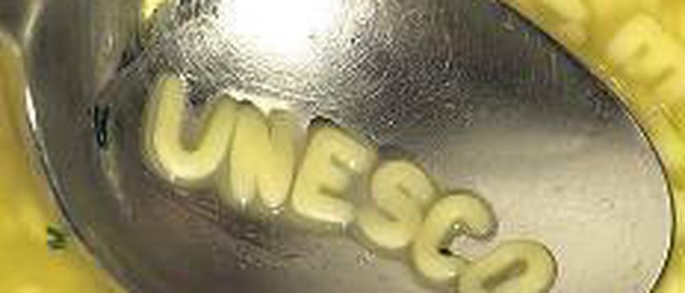 Buchstabensuppe. Ein UN-Aktionstag erinnert an Analphabetismus. Foto: ddp