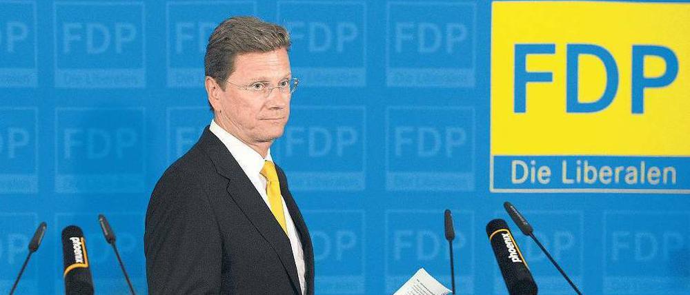 Vizekanzler ist schöner als Chefliberaler: Der Parteivorsitzende Guido Westerwelle am Montag vor der Presse in Berlin. 