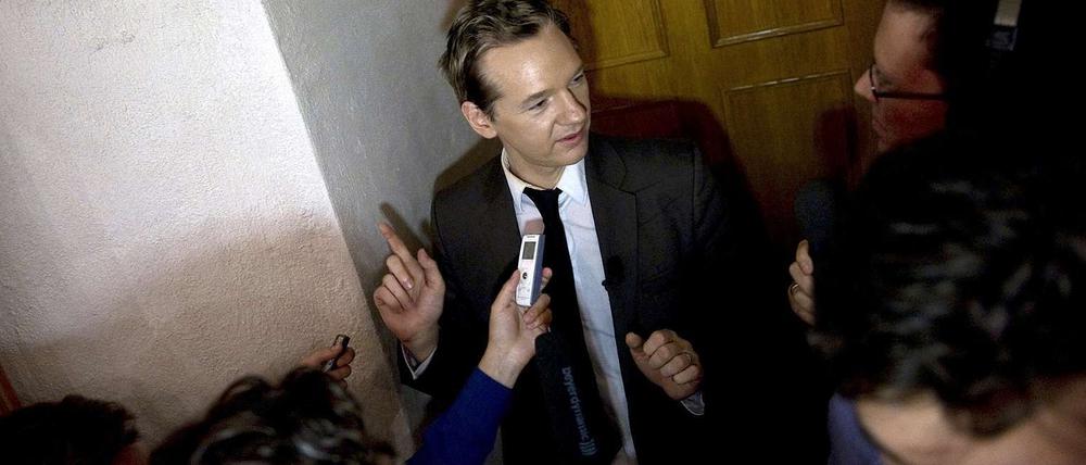 Julian Assange bei seinem Aufenthalt in Schweden.