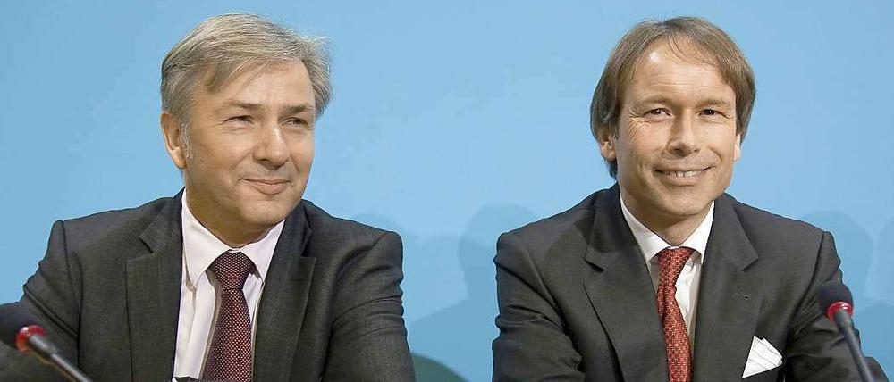 Wollen baldmöglichst den Vertrag unterschreiben: Berlins Regierender Bürgermeister Klaus Wowereit und Finanzsenator Ulrich Nußbaum.