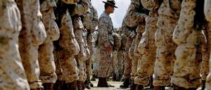 Aufmarsch zum Abmarsch. Nach der Grundausbildung kommt das Gefechtstraining, dann der Einsatzbefehl. 30.000 zusätzliche Soldaten will US-Präsident Obama bis Sommerende nach Afghanistan geschickt haben, sie füllen auch die Lücke, die die jetzt abrückenden niederländischen Truppen reißen.