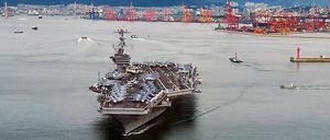 Die USS George Washington verlässt den Hafen. Die USA und Südkorea starten ihr Manöver.