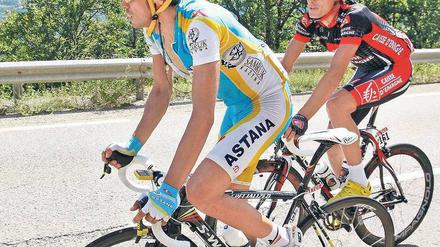 Spanien vor Spanien. Alberto Contador (links) und Luis-Leon Sanchez.