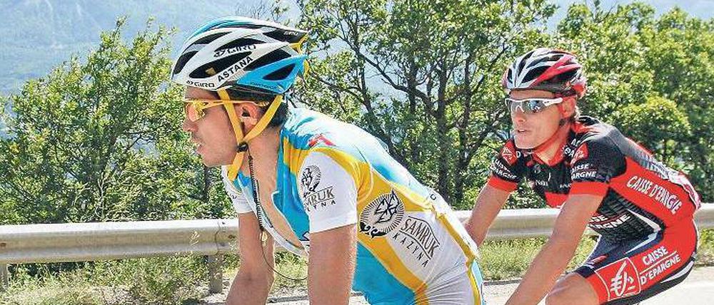 Spanien vor Spanien. Alberto Contador (links) und Luis-Leon Sanchez. 
