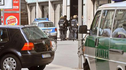 In der Leipziger Innenstadt wurde eine Fußgängerzone abgeriegelt.