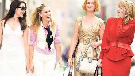 Mit dem „Stiletto“-Film „Sex And The City“ (v. l. n. r. Kristin Davis, Sarah Jessica Parker, Cynthia Nixon, Kim Cattrall) startet Sixx heute um 20 Uhr 15 sein Programm. Foto: dpa