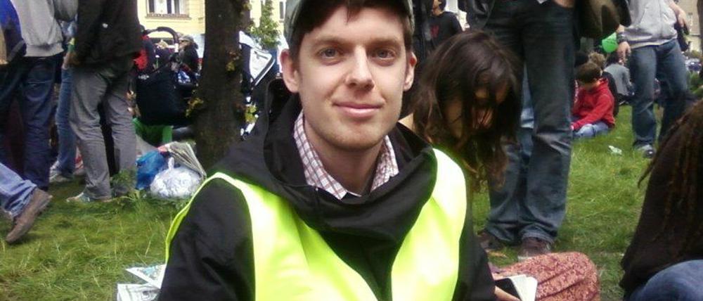 Tobias Richter bei der Sitzblockade