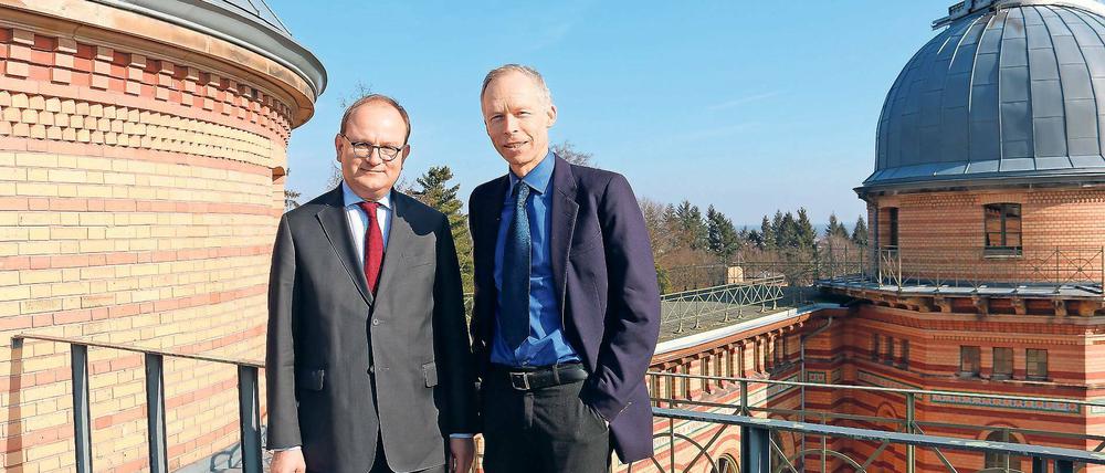 Doppelte Kraft. Der Schwede Johan Rockström (r.) wird mit dem derzeitigen Vize-Direktor Ottmar Edenhofer (l.) die Leitung des Potsdam-Instituts für Klimafolgenforschung (PIK)übernehmen.