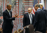 US-Präsident Barack Obama und Russlands Präsident Wladimir Putin im September 2015 bei den Vereinten Nationen.