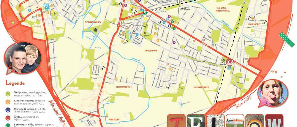 Stadt mit Herz. Zugezogenen und Familien soll der Familienstadtplan eine Orientierung zu Angeboten in der Stadt Teltow bieten. Er liegt kostenlos in der Touristeninformation aus.