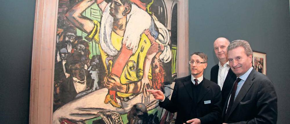 Es ist ein Beckmann. M. Philipp, D. Woidke, G. Oettinger (v.l.).