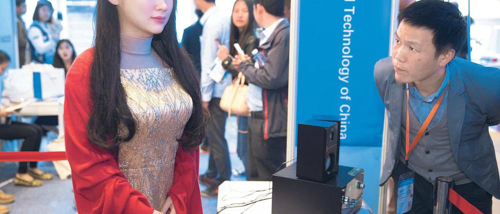 Täuschend echt. Der humanoide Roboter Jiajia wurde von der University of Science and Technology of China entwickelt (hier auf der „International Technologie“-Messe in Shanghai). Immer menschlicher werdende Roboter lassen bei manchem Menschen Gefühle aufkommen.