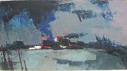 Expressive Landschaft. Der Potsdamer Altmeister Hubert Globisch malte 1974 sein „Schwarzes Dorf“.