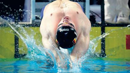 Ausgebremst. Beim Finale über 200 Meter riss die Rückenstarthilfe von Christian Diener aus der Verankerung und die Medaillenchance war dahin.
