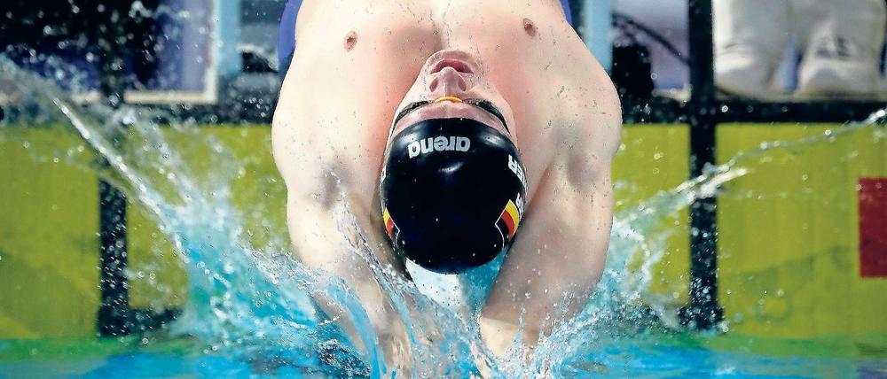 Ausgebremst. Beim Finale über 200 Meter riss die Rückenstarthilfe von Christian Diener aus der Verankerung und die Medaillenchance war dahin.