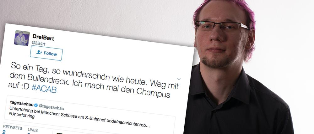 Der 29-jährige Piraten-Politiker Thomas Goede aus Potsdam hetzte auf Twitter gegen Polizisten.