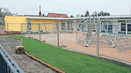Noch umzäunt. Der Kita-Neubau in der Adolf-Damaschke-Straße.
