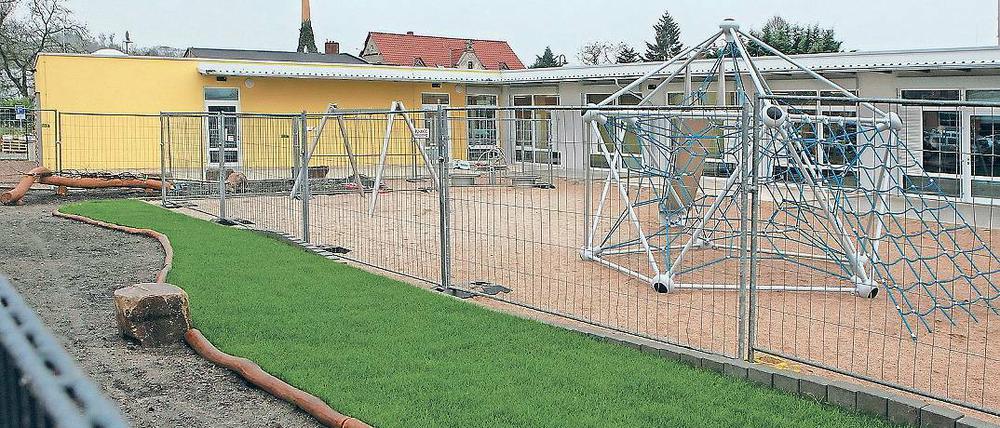 Noch umzäunt. Der Kita-Neubau in der Adolf-Damaschke-Straße.