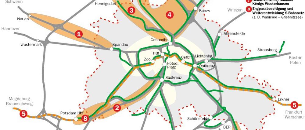 Hier entlang. Acht Korridore, wo die Planer mit mehr Bewohnern und Pendlern rechnen, werden untersucht.