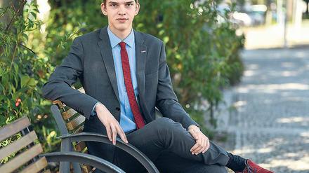 Neuland Wahlkampf. Floris Beer ist mit 17 Jahren der jüngste Kandidat bei der Bundestagswahl. Er tritt im Wahlkreis 63, zu dem Frankfurt (Oder) gehört, für Die Partei an.