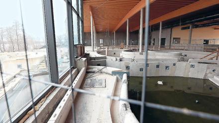 Halbfertig. Seit Ende 2014 wird an der Blütentherme nicht mehr gebaut.