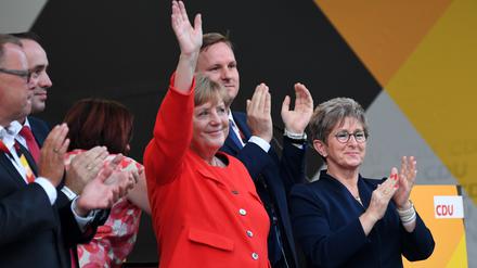 Bundeskanzlerin Angela Merkel auf der Wahlkampfveranstaltung der CDU am Dienstag in Brandenburg (Havel).