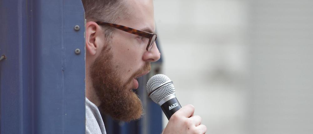 Robert Timm, Regionalleiter der rechtsextremen Identitären Bewegung in Berlin-Brandenburg.