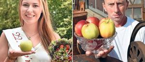 Wenn ich Apfelkönig von Guben wär. Marko Steidel (rechts) scheiterte im vergangenen Jahr bei der Wahl zur Gubener Symbolfigur an seiner Konkurrentin Antonia Lieske (links).