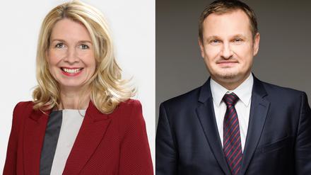 Die amtierende Präsidentin der IHK Potsdam, Beate Fernengel, und ihr Konkurrent bei der anstehenden Neuwahl Stephan Knabe.