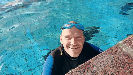 Startklar. Im Schwimmbad Herzberg hat Karsten Eule-Prütz geübt.