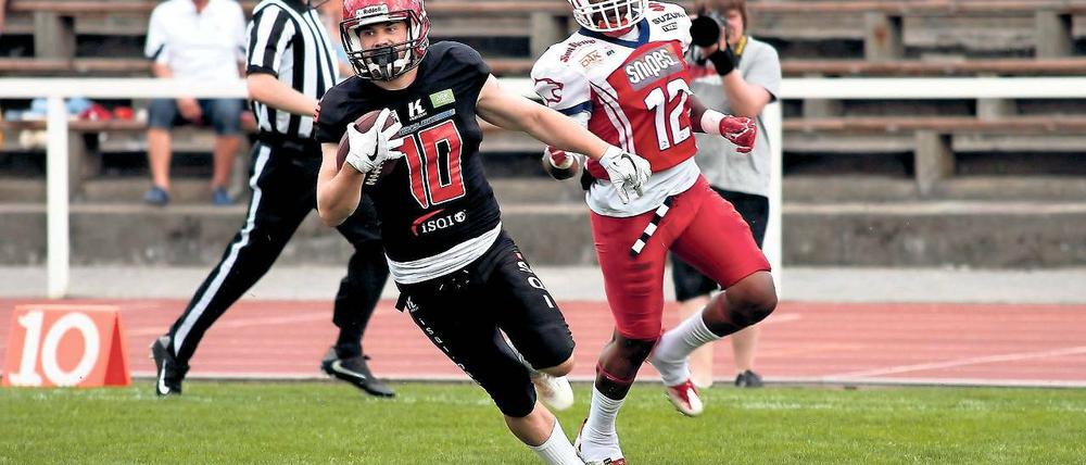 Ein „heißes“ Team. Mit fünf Siegen aus fünf Spielen ist die bisherige Saisonbilanz der Potsdam Royals perfekt. Zuletzt sprang gegen Lübeck der höchste Potsdamer Zweitligasieg heraus – drei Touchdowns steuerte der Däne Frederik Myrup Nielsen bei.