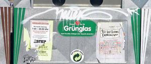 Glasschlucker. Einer der Übergangscontainer am Bassinplatz.