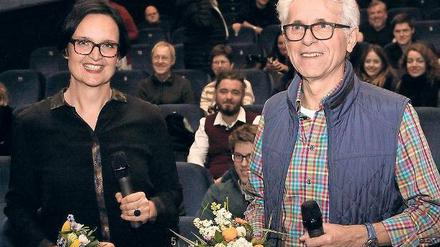 Gefeiert. Filmausstatter Bernhard Henrich sprach im Filmmuseum über seine Arbeit „Monuments Men“, Angelica Böhm von Filmuni-Babelsberg moderierte den Abend.