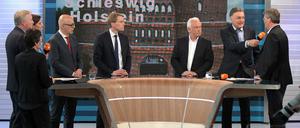 Alle da: Die Spitzenkandidaten für die Landtagswahl im Wahlstudio