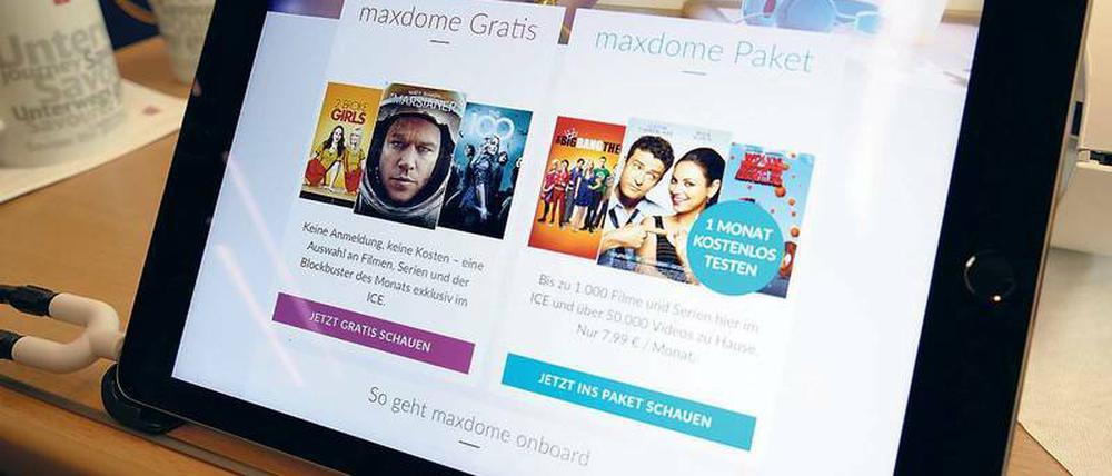 "Maxdome onboard" heißt das Unterhaltungsprogramm der Deutschen Bahn.