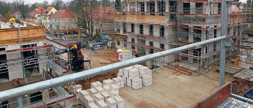 Noch grau. Bald sollen zwischen den vier Stadtvillen Wiesen, Obstbäume und Hecken entstehen. Das Grundstück haben die Investoren von der Bima gekauft, 3,5 Millionen wollte die Bundesanstalt dafür haben. Wie viel die Investoren nun in die Neubauten stecken, teilten sie nicht mit.