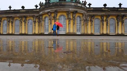 Potsdams Schlösser und Gärten ziehen viele Touristen an - sogar bei Regenwetter.