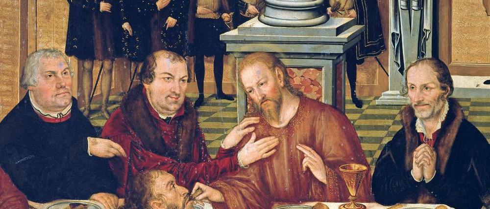 Abendmahl. Lucas Cranach d. J. malte Martin Luther und Theologen.