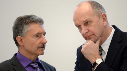 Akteure in der Dienstwagenaffäre: Brandenburgs Innenminister Schröter und Ministerpräsident Woidke.