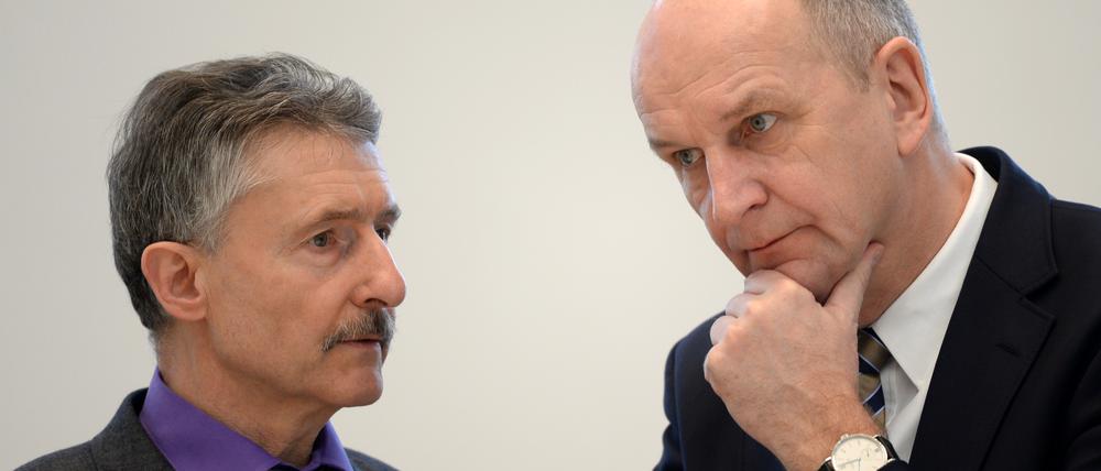 Akteure in der Dienstwagenaffäre: Brandenburgs Innenminister Schröter und Ministerpräsident Woidke.