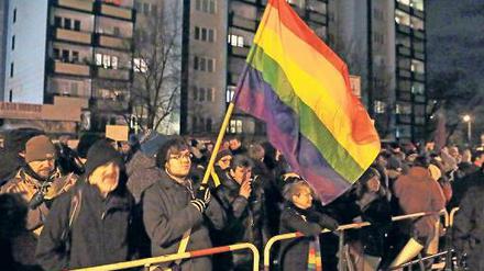 Gegen die AfD. Rund 300 Menschen protestierten Am Stern.