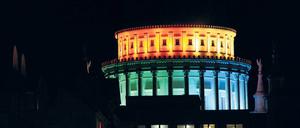 Leuchtendes Beispiel. Mit der Illumination soll die Veranstaltungsreihe „Stadt trifft Kirche“ eingeläutet werden.