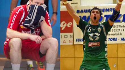 Grundverschiedene Stimmungslagen. VfL-Kapitän Robert Weiß (l.) schaute enttäuscht aus der Wäsche, Werders Spielführer Florian Schugardt hatte hingegen allen Grund zum Jubeln.