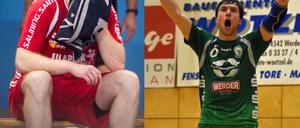 Grundverschiedene Stimmungslagen. VfL-Kapitän Robert Weiß (l.) schaute enttäuscht aus der Wäsche, Werders Spielführer Florian Schugardt hatte hingegen allen Grund zum Jubeln.