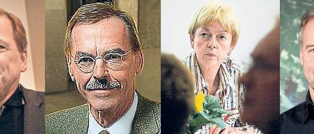 Potsdams ehemalige Baudezernenten: Detlef Kaminski (SPD), Michael Stojan, Elke von Kuick-Frenz und Matthias Klipp (Grüne).