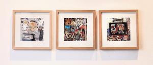 Mut, Sorge, Fernseher. Collagen der aus Syrien geflüchteten Künstlerin Seba Nassreddine, die erst seit einigen Monaten in Potsdam lebt.