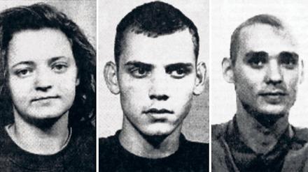Das NSU-Trio. Fahndungsbilder von Beate Zschäpe, Uwe Böhnhardt und Uwe Mundlos (v.l.n.r.) aus dem Jahr 1998.