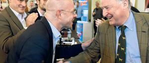 Königer, Kronprinz und Chef. Mit seinem liberalen Kurs kam Steffen Königer (v.l.) in der AfD beim Parteitag Ende 2015 nicht an. Dafür aber Andreas Kalbitz trotz seiner Rechtsaußen-Vita. Partei- und Fraktionschef Gauland lässt die Dinge laufen.